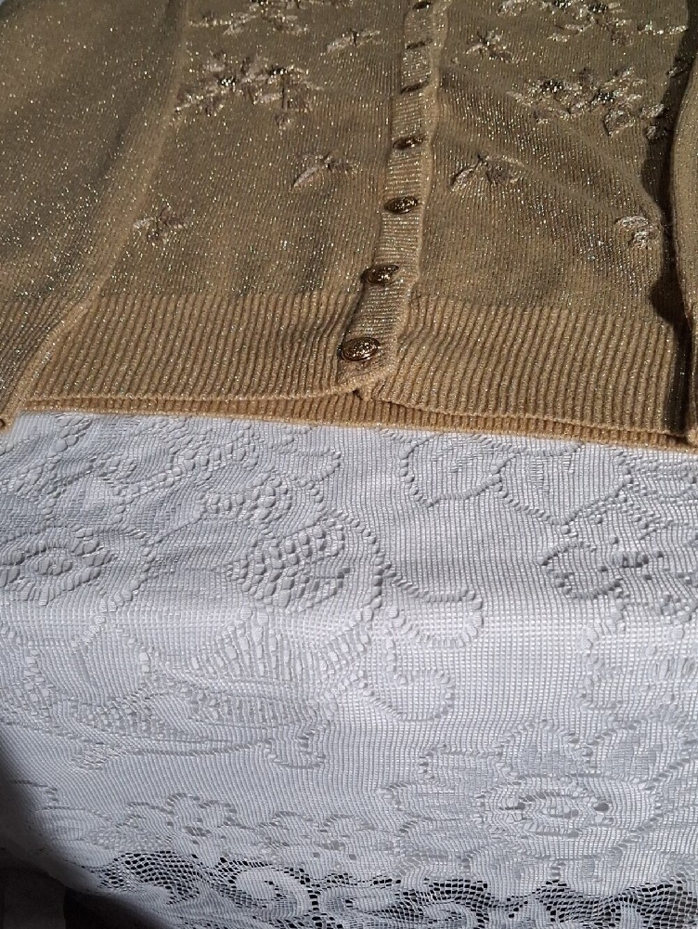 Dress Barn Gold Embellished Knit Cardigan - Picture 3 of 8